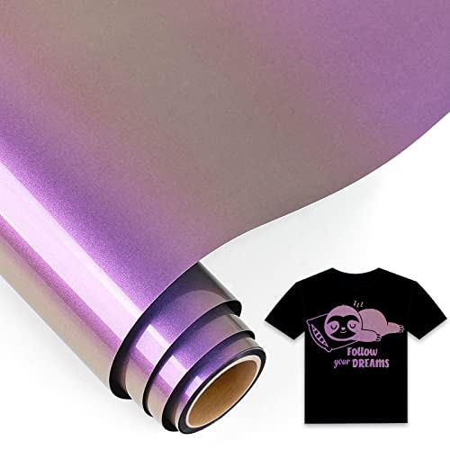 IModeur Chamäleon Vinyl zum Aufbügeln, 30,5 x 153 cm, Grün zu Violett, Wärmetransfer-Vinyl für Stoff, PET-Rückseite, leicht zu jäten, HTV-Vinyl für T-Shirts, Kleidung, Hüte, Taschen und andere von IModeur