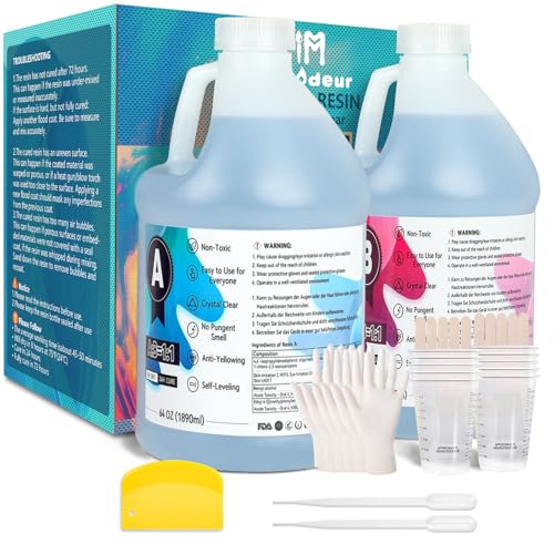 IModeur Transparentes Epoxidharz - 3780 ML/128 oz Selbstnivellierendes Kristall Epoxidharz - Kein Vergilben, keine Blasen UV-beständiges Gießharz für Kunsthandwerk, Schmuckherstellung (1890ml x 2) von IModeur