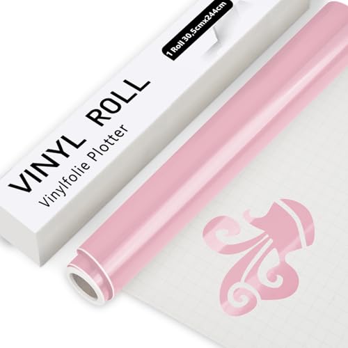 IModeur Vinylfolie Plotter Rosa, 30.5cm x 244 cm Glänzend Rosa Plotterfolie selbstklebend Vinyl, Rosa Plotterfolie Vinyl für Cricut, Silhouette Cameo, die meisten Schneidemaschine von IModeur