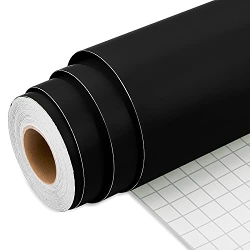 IModeur Vinylfolie Plotter Schwarz Matt, 30,5 cm x 7,62 m Plotterfolie selbstklebend Schwarz, Plotterfolie Vinyl Schwarz Für Cricut, Silhouette Cameo, die meisten Schneidemaschine von IModeur