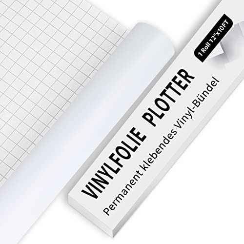 IModeur Vinylfolie Plotter Weiß Matt, 30,5 cm x 305 cm Plotterfolie selbstklebend Vinyl, Plotterfolie Vinyl Weiß Für Cricut, Silhouette Cameo, die meisten Schneidemaschine von IModeur