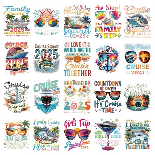 INCOK Cruise DTF Transfers, Wärmeübertragung, bereit zum Drücken, 20 Blatt, Cruise Essentials 2025, Bügelbilder, Vinyl-Design für Urlaub, Reisen, Kleidung, T-Shirt, Hut, Kissen, Tasche, DIY-Kostüm INCOK Cruise DTF Transfers, Wärmeübertragung, bereit zum Drücken, 20 Blatt, Cruise Essentials 2025, Bügelbilder, Vinyl-Design für Urlaub, Reisen, Kleidung, T-Shirt, Hut, Kissen, Tasche, DIY-Kostüm von INCOK