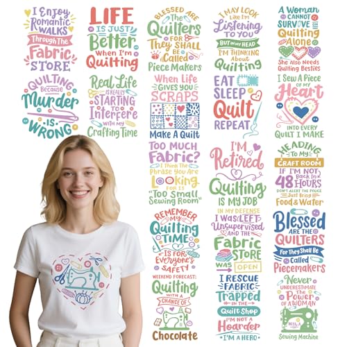 INCOK Lustige Quilt-Bügelbilder – 20 Stück DTF-Transfers zum Drücken, bereit zum Drücken, für T-Shirts, humorvolle Zitate, zum Aufbügeln, Aufkleber für Nähliebhaber, DIY, Hoodie, Tasche, Kleid, Hut INCOK Lustige Quilt-Bügelbilder – 20 Stück DTF-Transfers zum Drücken, bereit zum Drücken, für T-Shirts, humorvolle Zitate, zum Aufbügeln, Aufkleber für Nähliebhaber, DIY, Hoodie, Tasche, Kleid, Hut von INCOK