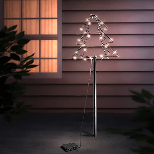 3D LED Gartenstecker Weihnachtsbaum Tannenbaum Weihnachtsbeleuchtung Wegbeleuchtung für Außen 52 LEDs warmweiß Batterie von INDA-Exclusiv
