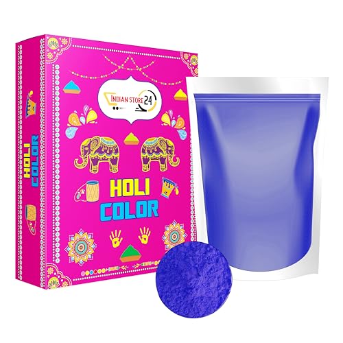 16X Holi Gulal Pulver wasserlöslich Natural festival baby shower Fotoshooting Rangoli Colors Regenbogen powder holy farbbeutel glitzer Farbpulver foto_Blau 1 kg von INDIAN STORE 24