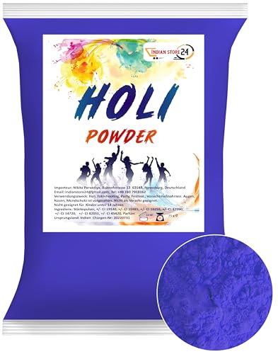 16X Holi Gulal Pulver wasserlöslich Natural festival baby shower Fotoshooting Rangoli Colors Regenbogen powder holy farbbeutel glitzer Farbpulver foto_ Blau 1kg (ingesamt 16 KG) von INDIAN STORE 24