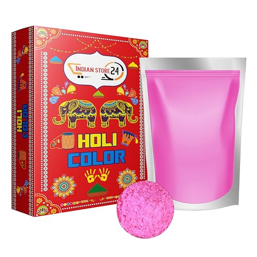 24 X Holi Gulal Pulver wasserlöslich Natural festival baby shower Fotoshooting Rangoli Colors Regenbogen powder holy farbbeutel glitzer Farbpulver foto_ Rosa 700 gm (ingesamt 16.8 KG) von INDIAN STORE 24