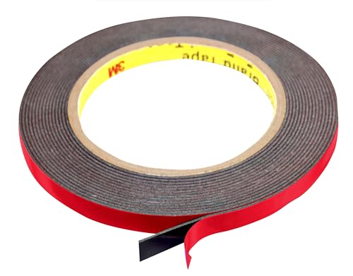 3M PT1100 doppelseitiges Profi-Klebeband 7.5 mm x 5 meter viskoelastisches Acrylat Plus Schaumklebeband Schwarz Metall und lackierte Oberflächen Extra starke Band von INDIAN STORE 24