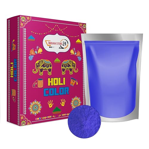 Blau 1 kg Holi Gulal Pulver wasserlöslich Natural festival baby shower Fotoshooting Rangoli Colors Regenbogen powder holy farbbeutel glitzer Farbpulver foto von INDIAN STORE 24