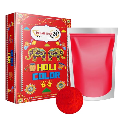 Rot 700 gm Holi color Gulal Pulver wasserlöslich Natural festival Fotoshooting Rangoli Regenbogen powder holy farbbeutel hundefotografie Farbpulver von INDIAN STORE 24