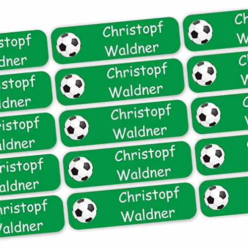 INDIGOS UG® 120 x Namensaufkleber Wäscheetiketten 35x10mm - Fußball - Bekleidung - Gegenstände - für Kinder, Schule und Kindergarten - Textilien Etiketten individuell personalisiert von INDIGOS UG