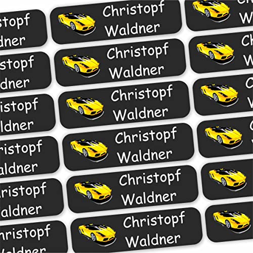 INDIGOS UG® 120 x Namensaufkleber Wäscheetiketten 35x10mm - Rennwagen - Bekleidung - Gegenstände - für Kinder, Schule und Kindergarten - Textilien Etiketten individuell personalisiert von INDIGOS UG