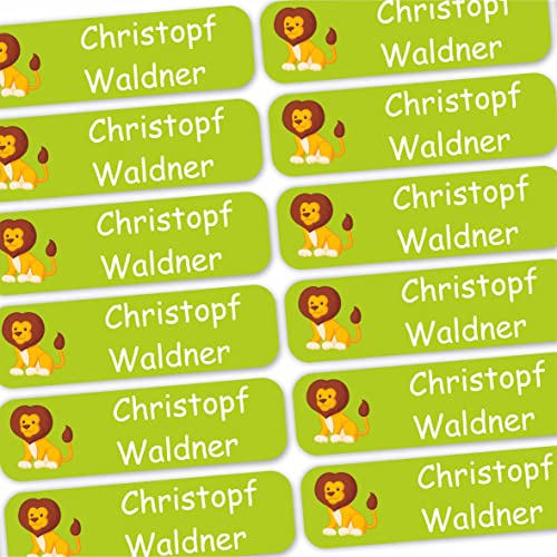 INDIGOS UG® 80 x Bügeleetiketten Namenssticker 35x10mm - Löwe - Bekleidung - für Kinder, Schule und Kindergarten - Textilien Etiketten individuell personalisiert von INDIGOS UG