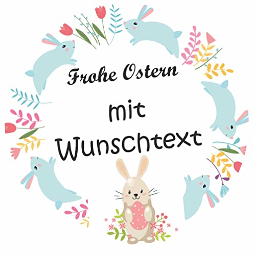 INDIGOS UG® Aufkleber - Design 6 - ab 24 Stück - Ostern individuell gestalten mit Wunschtext selber gestalten - für Kinder, Party, Namenaufkleber, Geschenke, Gläser Deko, Osternest - Osterhase von INDIGOS UG