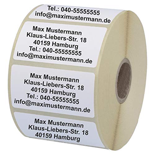 INDIGOS UG® - Etiketten - Adressetiketten - 57x32 mm - 100 Stück - weiß mit schwarz bedruckt - Haftpapier - Nummerierung Kennzeichnung Preisschild Haushaltsetiketten Aufkleber Küche Gewerbe Büro von INDIGOS UG