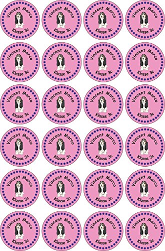 INDIGOS UG® Namensaufkleber Sticker - 30x30 mm - 043 - Beagle-Hund - Set von 24 Aufklebern individuell beschriftet - für Schule, Büro, zu Hause - Stifte, Hefte, Federmappen, Ordner von INDIGOS UG