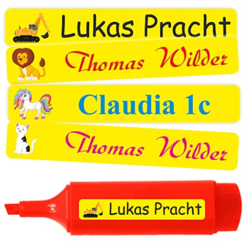 INDIGOS UG® Namensaufkleber Sticker - 51x7 mm - 10-1000 Stück für Kinder, Schule und Kindergarten - Stifte, Federmappe, Lineale - lustige Motive von INDIGOS UG