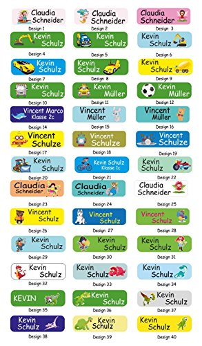 INDIGOS UG Namensaufkleber Wäschetikett grün Spezial - 35x10mm - 60 Stück Aufkleber für Kleidung, Kinder, Schule, Kindergarten, KITA - gedruckte Wäsche-Etiketten in Spitzenqualität von INDIGOS UG