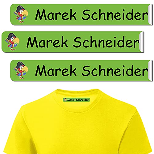 INDIGOS UG® Personalisierbare Bügeletiketten Wäscheetiketten mit Namen - 6x1cm - Namensetiketten Etiketten - 030 - Vogel - 10-480 Schule KITA zum Einbügeln Wäscheschilder Namensschilder von INDIGOS UG