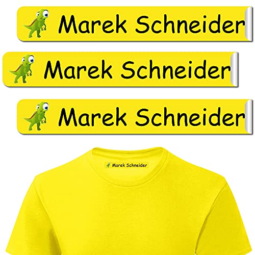 INDIGOS UG® Personalisierbare Bügeletiketten Wäscheetiketten mit Namen - 6x1cm - Namensetiketten Etiketten - 040 - Spinosaurus - 10-480 Schule KITA zum Einbügeln Wäscheschilder Namensschilder von INDIGOS UG