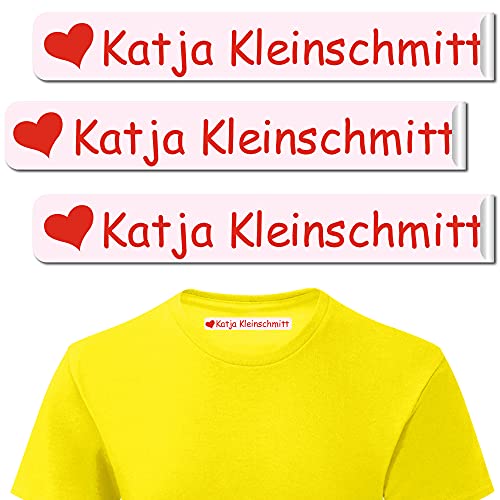 INDIGOS UG® Personalisierbare Bügeletiketten Wäscheetiketten mit Namen - 6x1cm - Namensetiketten Etiketten - 066 - Liebe Herz - 10-480 Schule KITA zum Einbügeln Wäscheschilder Namensschilder von INDIGOS UG