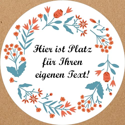 INDIGOS UG - Aufkleber Blumenmuster - bunt - Blumenmischung - Wunschtext - 54 Stück - 30mm - individuell personalisiert - selbstklebende Etiketten Dekoration Verpackung von Geschenken von INDIGOS UG