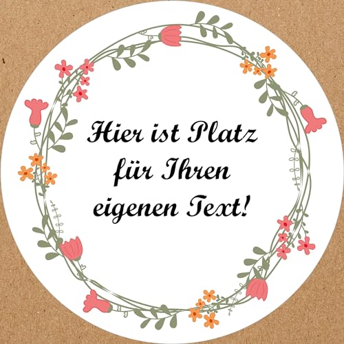 INDIGOS UG - Aufkleber Blumenmuster - bunt - Frühlingblumen 2 - Wunschtext - 35 Stück - 40mm - individuell personalisiert - selbstklebende Etiketten Dekoration Verpackung von Geschenken von INDIGOS UG