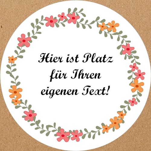 INDIGOS UG - Aufkleber Blumenmuster - bunt - Frühlingblumen 3 - Wunschtext - 35 Stück - 40mm - individuell personalisiert - selbstklebende Etiketten Dekoration Verpackung von Geschenken von INDIGOS UG