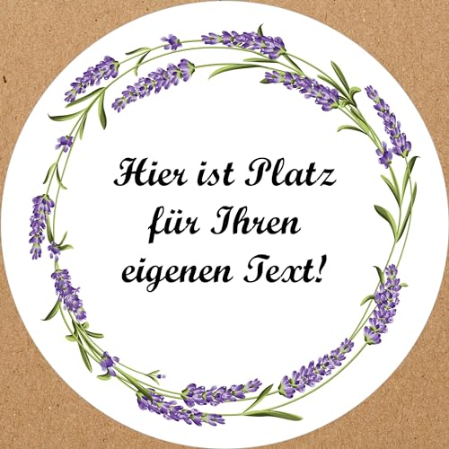 INDIGOS UG - Aufkleber Blumenmuster - bunt - Lavendel 2 - Wunschtext - 35 Stück - 40mm - individuell personalisiert - selbstklebende Etiketten Dekoration Verpackung von Geschenken von INDIGOS UG