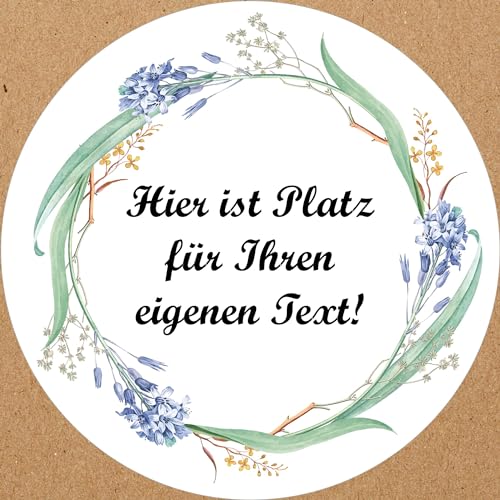 INDIGOS UG - Aufkleber Blumenmuster - bunt - Pastellblumen - Wunschtext - 35 Stück - 40mm - individuell personalisiert - selbstklebende Etiketten Dekoration Verpackung von Geschenken von INDIGOS UG