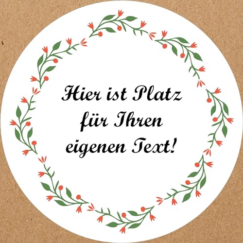 INDIGOS UG - Aufkleber Blumenmuster - bunt - Ranke - Wunschtext - 54 Stück - 30mm - individuell personalisiert - selbstklebende Etiketten Dekoration Verpackung von Geschenken von INDIGOS UG