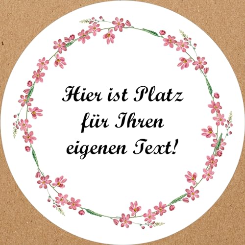 INDIGOS UG - Aufkleber Blumenmuster - bunt - pinke Blumen - Wunschtext - 35 Stück - 40mm - individuell personalisiert - selbstklebende Etiketten Dekoration Verpackung von Geschenken von INDIGOS UG