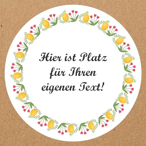 INDIGOS UG - Aufkleber Frohe Ostern - Blumenwiese - Wunschtext - 54 Stück - 30mm - individuell personalisiert - selbstklebende Etiketten Dekoration Verpackung von Geschenken von INDIGOS UG