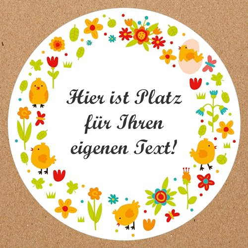 INDIGOS UG - Aufkleber Frohe Ostern - Kücken - Wunschtext - 35 Stück - 40mm - individuell personalisiert - selbstklebende Etiketten Dekoration Verpackung von Geschenken von INDIGOS UG