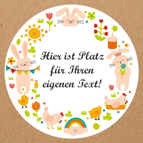 INDIGOS UG - Aufkleber Frohe Ostern - Osterhase - Wunschtext - 35 Stück - 40mm - individuell personalisiert - selbstklebende Etiketten Dekoration Verpackung von Geschenken von INDIGOS UG