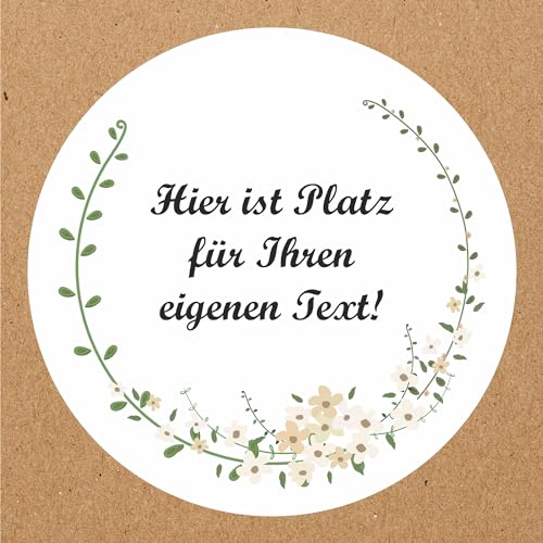 INDIGOS UG - Aufkleber Hochzeit - Blumenranke - Wunschtext - 54 Stück - 30mm - individuell personalisiert - selbstklebende Etiketten Dekoration und Verpackung für Hochzeitsgeschenke von INDIGOS UG