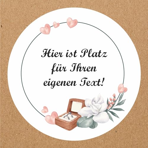 INDIGOS UG - Aufkleber Hochzeit - Eheringe - Wunschtext - 35 Stück - 40mm - individuell personalisiert - selbstklebende Etiketten Dekoration und Verpackung für Hochzeitsgeschenke von INDIGOS UG