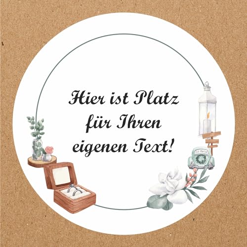 INDIGOS UG - Aufkleber Hochzeit - Hochzeit - Eheringe - Wunschtext - 35 Stück - 40mm - individuell personalisiert - selbstklebende Etiketten Dekoration und Verpackung für Hochzeitsgeschenke von INDIGOS UG