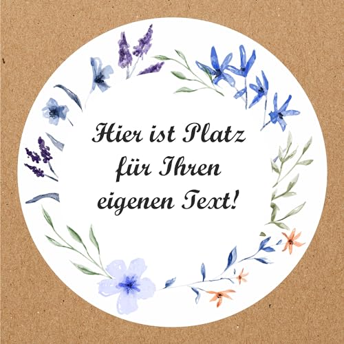 INDIGOS UG - Aufkleber Hochzeit - aquarell Blumenkranz - Wunschtext - 54 Stück - 30mm - individuell personalisiert - selbstklebende Etiketten Dekoration und Verpackung für Hochzeitsgeschenke von INDIGOS UG