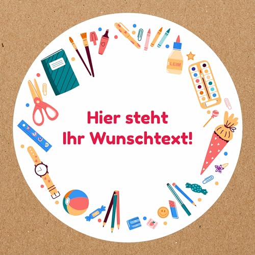 INDIGOS UG - Aufkleber Schulanfang - Grundschule - 35 Stück - 40mm - individuell personalisiert - selbstklebende Etiketten - Einschulung - Dekoration und Verpackung für den Schulanfang von INDIGOS UG