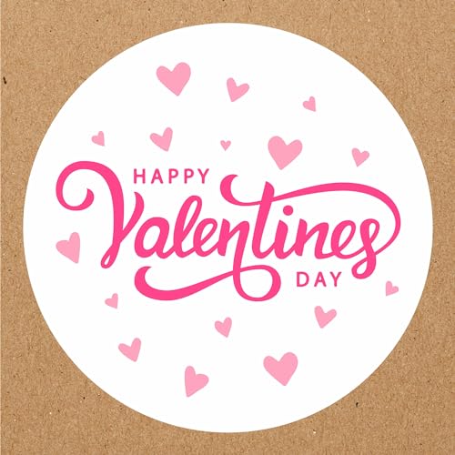 INDIGOS UG - Aufkleber Valentinstag - Happy Valentines Day - Rosa Herzen - 35 Stück - 40mm - selbstklebende Etiketten - Dekoration und Verpackung für Valentinstagsgeschenke von INDIGOS UG