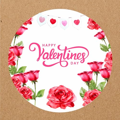 INDIGOS UG - Aufkleber Valentinstag - Happy Valentines Day - Rosen - 54 Stück - 30mm - selbstklebende Etiketten - Dekoration und Verpackung für Valentinstagsgeschenke von INDIGOS UG