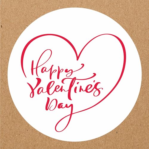 INDIGOS UG - Aufkleber Valentinstag - Happy Valentines Day - Rotes Herz - 54 Stück - 30mm - selbstklebende Etiketten - Dekoration und Verpackung für Valentinstagsgeschenke von INDIGOS UG