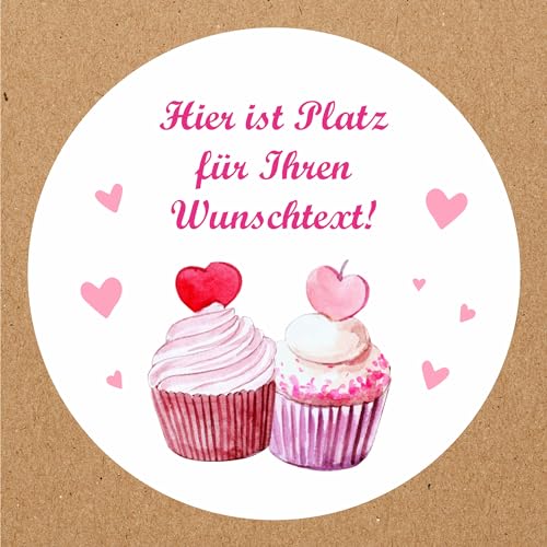 INDIGOS UG - Aufkleber Valentinstag - Muffins - 54 Stück - 30mm - individuell personalisiert -selbstklebende Etiketten - Dekoration und Verpackung für Valentinstagsgeschenke von INDIGOS UG