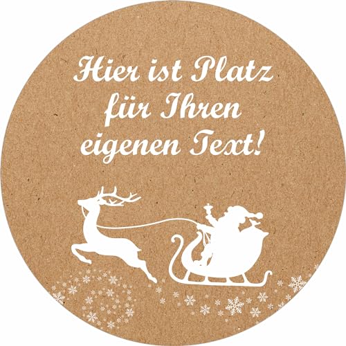 INDIGOS UG - Aufkleber Weihnachten - Frohe Weihnachten - Wunschtext - 35 Stück - 40mm - individuell personalisiert - selbstklebende Weihnachtsetiketten Kraftpapieroptik Deko für Weihnachtsgeschenke von INDIGOS UG