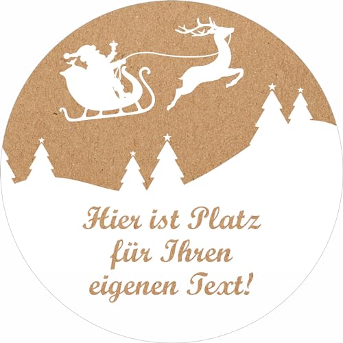 INDIGOS UG - Aufkleber Weihnachten - Weihnachten - Wunschtext - 35 Stück - 40mm - individuell personalisiert - selbstklebende Weihnachtsetiketten Kraftpapieroptik Deko für Weihnachtsgeschenke von INDIGOS UG