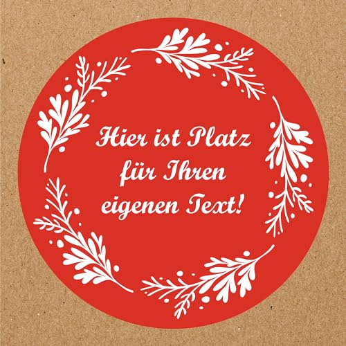 INDIGOS UG - Aufkleber Weihnachten - rot - Äste - Wunschtext - 35 Stück - 40mm - individuell personalisiert - selbstklebende Weihnachtsetiketten Dekoration Verpackung von Weihnachtsgeschenken von INDIGOS UG