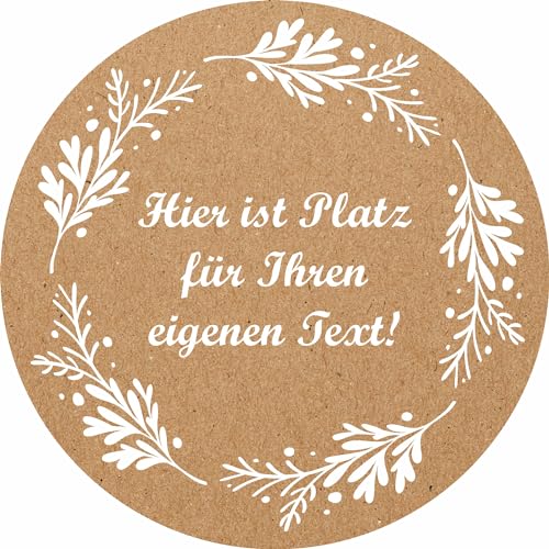 INDIGOS UG - Aufkleber Weihnachten - weiß - Äste - Wunschtext - 54 Stück - 30mm - individuell personalisiert - selbstklebende Weihnachtsetiketten Kraftpapieroptik Dekoration von INDIGOS UG