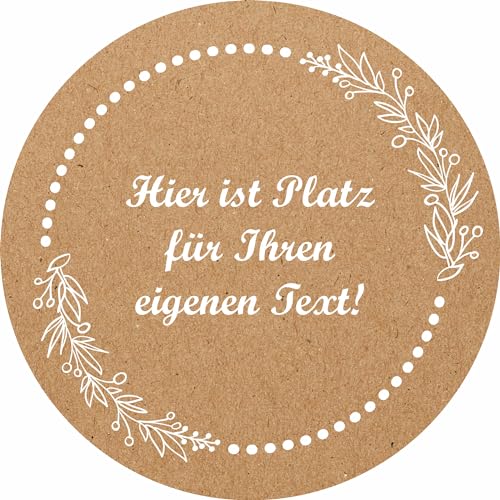 INDIGOS UG - Aufkleber Weihnachten - weiß - Mistelzweig - Wunschtext - 35 Stück - 40mm - individuell personalisiert - selbstklebende Weihnachtsetiketten Kraftpapieroptik Dekoration von INDIGOS UG