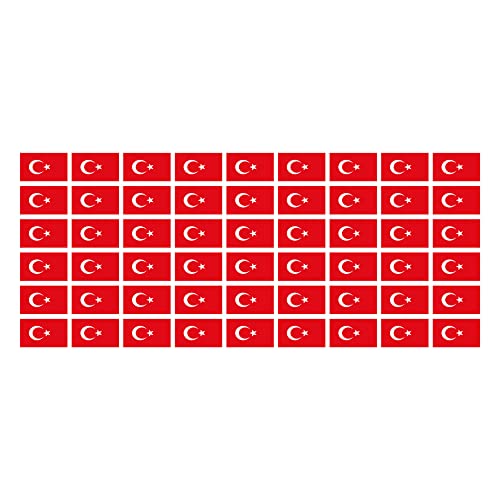 Mini Aufkleber Set - Pack glatt - 20x12mm - selbstklebender Sticker - Türkei - Flagge - Banner - Standarte fürs Auto, Büro, zu Hause und die Schule - 54 Stück von INDIGOS UG